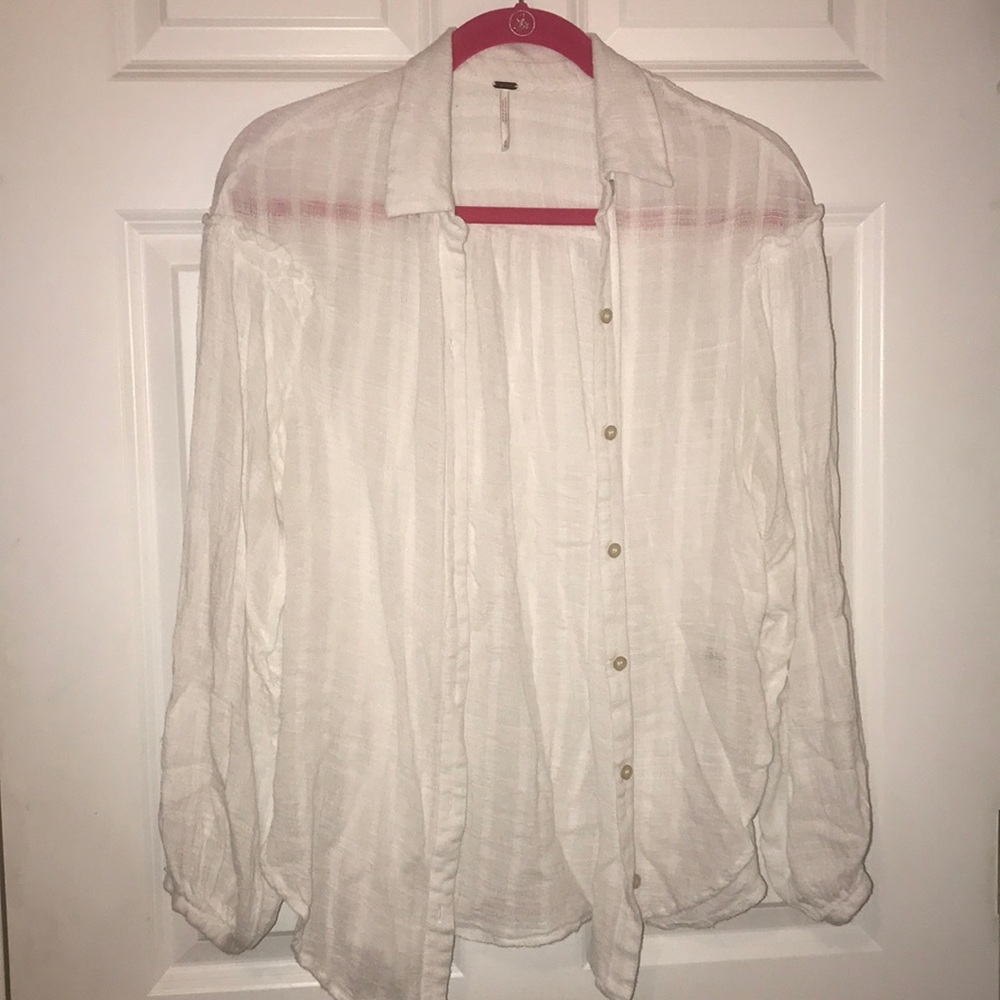 Free people sheer linen shirt